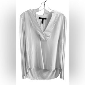 BCBGMAXAZRIA 100% Silk Mixed Media Blouse In White Sz M ✨LIKE NEW✨